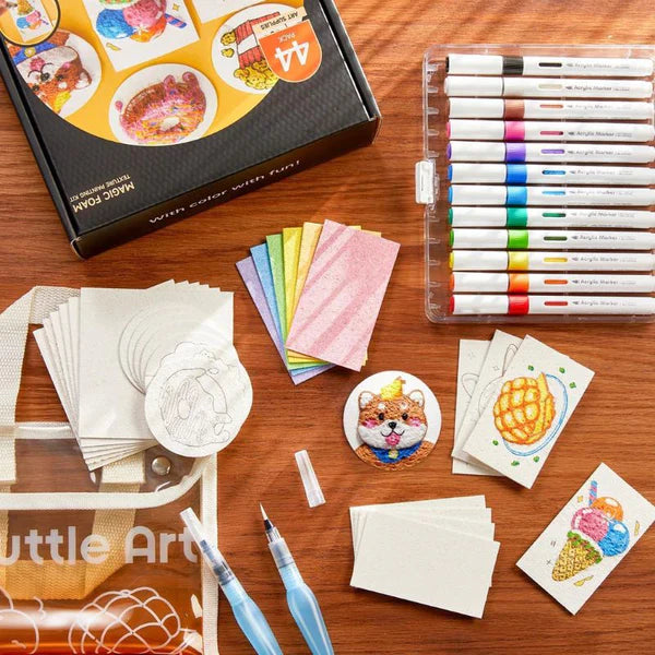 Bubble Tekenmarkers Set – 12 Bubbel Markers + 10 Foamvellen | Creatieve Knutselset voor Kinderen