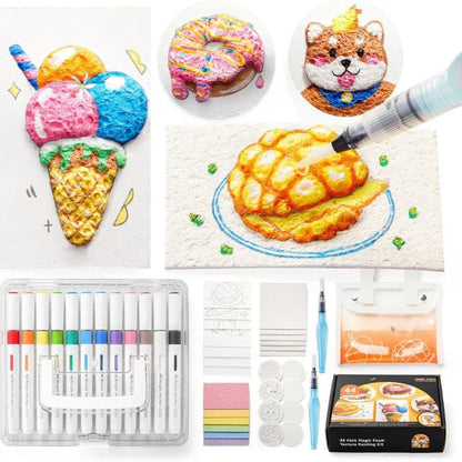 Bubble Tekenmarkers Set – 12 Bubbel Markers + 10 Foamvellen | Creatieve Knutselset voor Kinderen