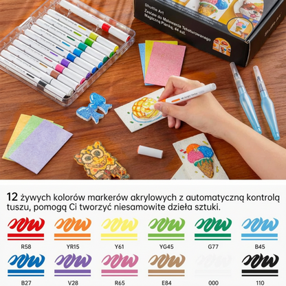 Bubble Tekenmarkers Set – 12 Bubbel Markers + 10 Foamvellen | Creatieve Knutselset voor Kinderen